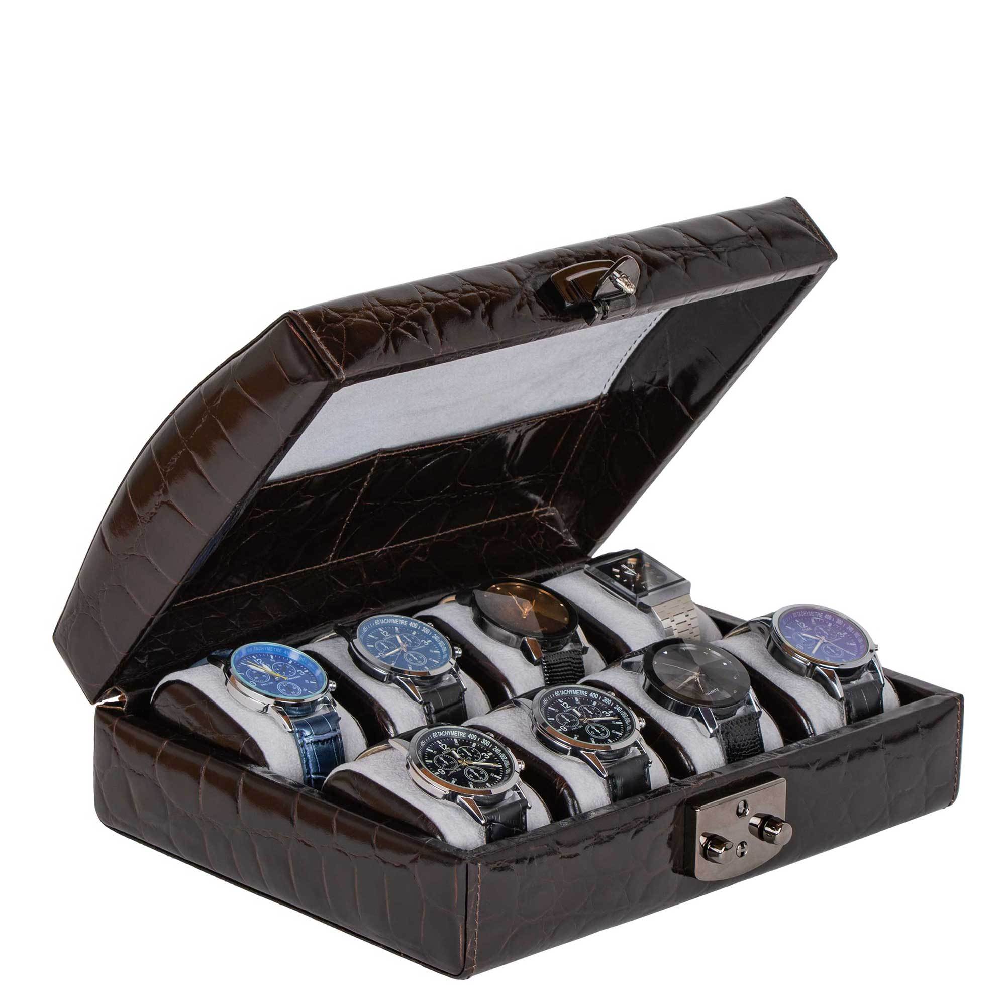 Leather Watch Cases made in Italy - From a single to a 12 watch case, find your best display or travel watch case from DiLoro Leather - Designed in Switzerland
