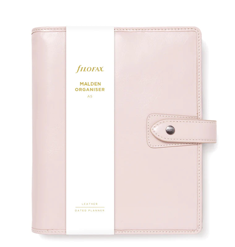 Filofax Malden A5 Leather Organizer Agenda Calendar Diary in Pink Front with Band