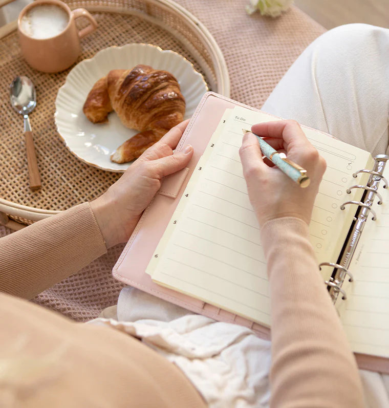 Filofax Malden A5 Leather Organizer Agenda Calendar Diary in Pink Lifestyle Image