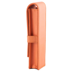 DiLoro Double Pen Case Holder in Top Quality, Full Grain Nappa Leather - Orange