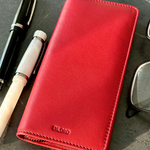Zippered Three or Four Fountain Pen Pencil Reading- Sunglass Holder in Full Grain Leather Venetian Red Front
