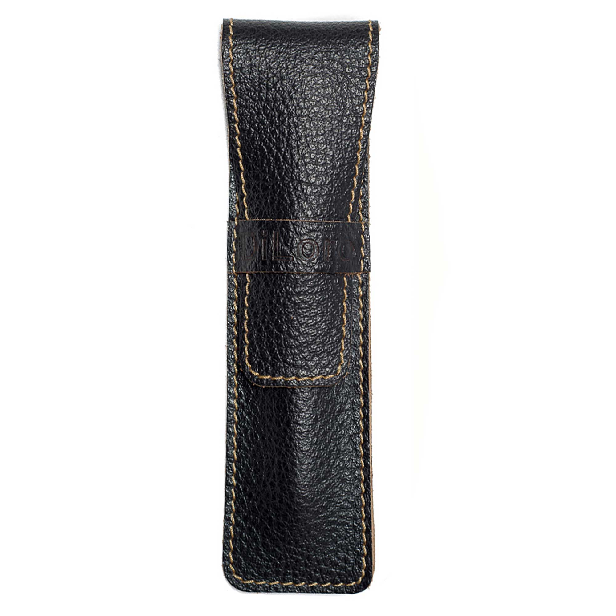 DiLoro Leather Pen Case Holder Black for One Single Pen or Mechanical Pencil - Designed in Switzerland
