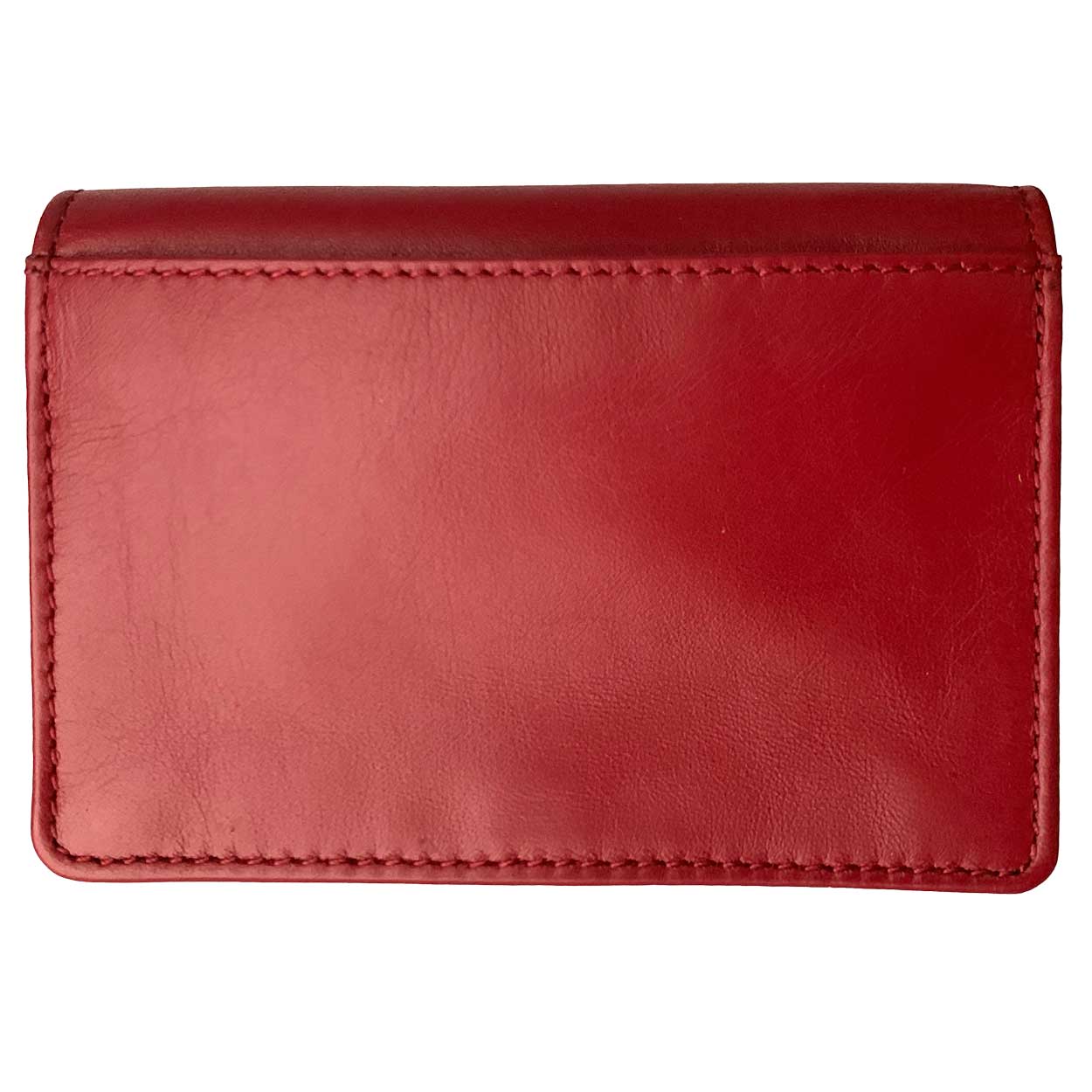 DiLoro Italy RFID Blocking Bifold Slim Genuine Leather Business Card Wallet Venetian Red - Back View