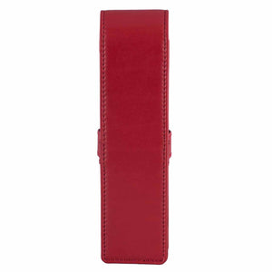 DiLoro Double Pen Case Holder in Top Quality, Full Grain Nappa Leather - Venetian Red (back view)