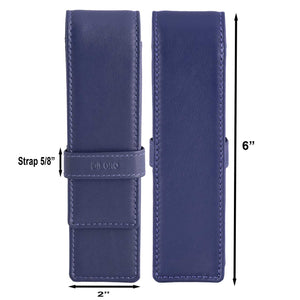 DiLoro Double Pen Case Holder in Top Quality, Full Grain Nappa Leather - Violet (Purple) Dimensions