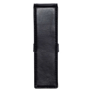 DiLoro Double Pen Case Holder in Top Quality, Full Grain Nappa Leather - Black Back View