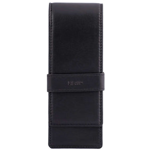 DiLoro Leather Triple Pen and Pencil Holder - Black Front, Closed