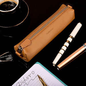Multi-Purpose Zippered Leather Pen Pencil Case in V Tan - Lifestyle Picture
