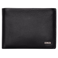 European Style Mens Leather Wallet with Coin Compartment Midnight Black - Front View