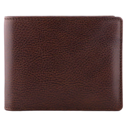 DiLoro Men's Bifold Leather Wallet Lugano Gemini Brown - Front View