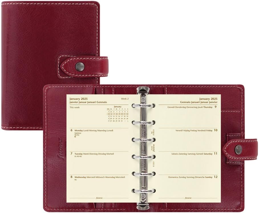 Filofax Malden Pocket Burgundy Leather Organizer Agenda Calendar 2025-2026 <PRE-ORDER>
