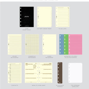 Filofax Malden Pocket Navy Leather Organizer Agenda Calendar Inserts