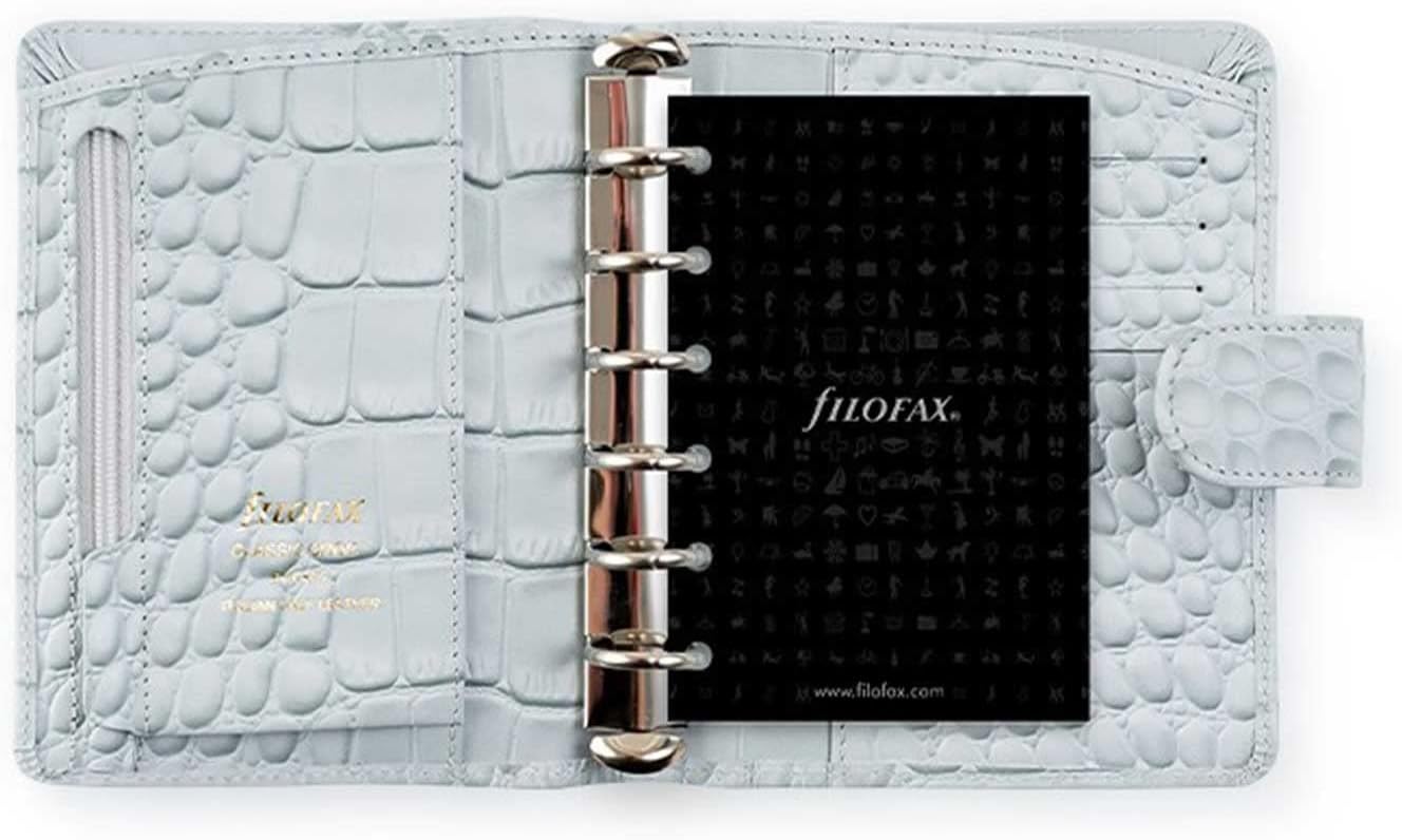 Filofax Inside Filofax Classic Croc Pocket Silver Mist Leather Organizer Agenda ...