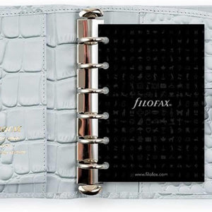 Filofax Classic Croc Print Pocket Silver Mist Leather Organizer Agenda Inside