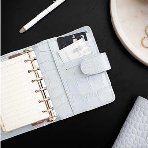 Filofax Classic Croc Print Pocket Silver Mist Leather Organizer Agenda Lifestyle 1