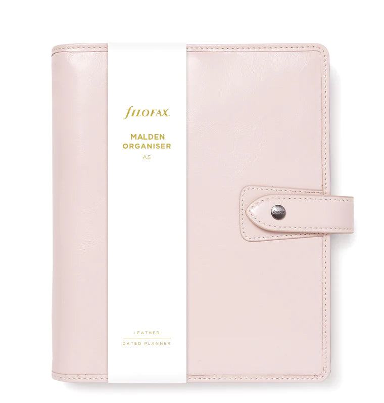 Filofax Malden A5 Leather Organizer Agenda Calendar 2023/24 Diary in Pink Front with Band