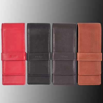 DiLoro Leather Pen Case Holder for up to 3 Pens Pencils - Various Colors