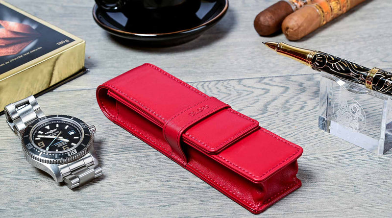 DiLoro Leather Pen Case Holders - Single, Double or Triple Holders in various colors
