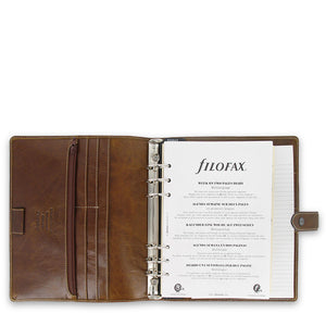 Filofax Malden A5 Ochre Leather Organizer Agenda Calendar Open w/Calendar