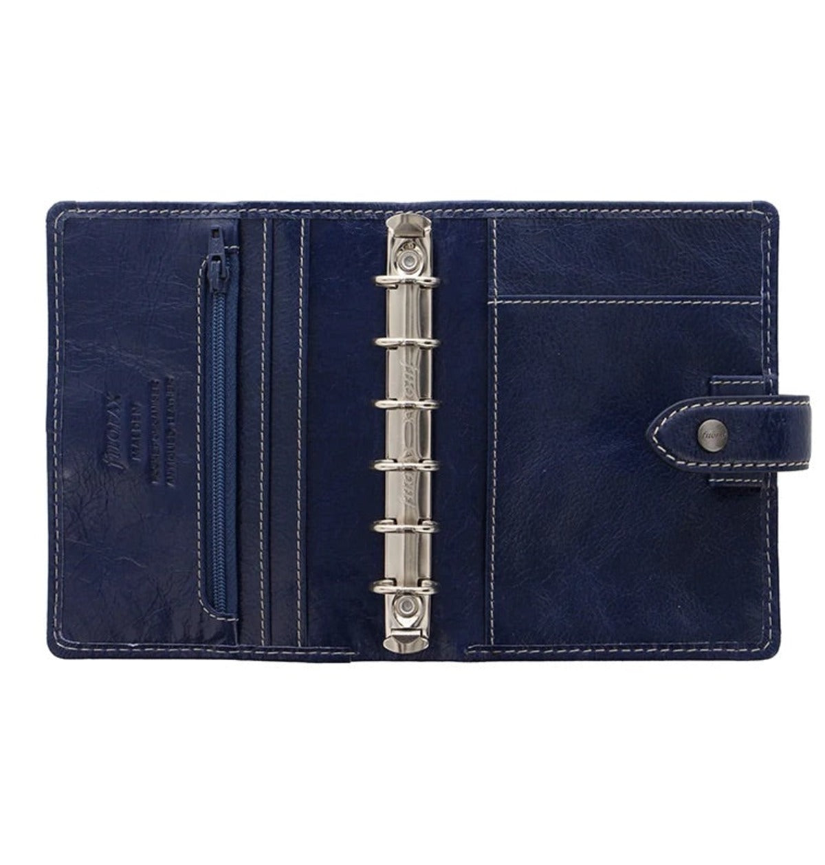 Filofax Malden Pocket Navy Leather Organizer Agenda Calendar Open