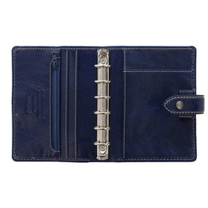 Filofax Malden Pocket Navy Leather Organizer Agenda Calendar Open