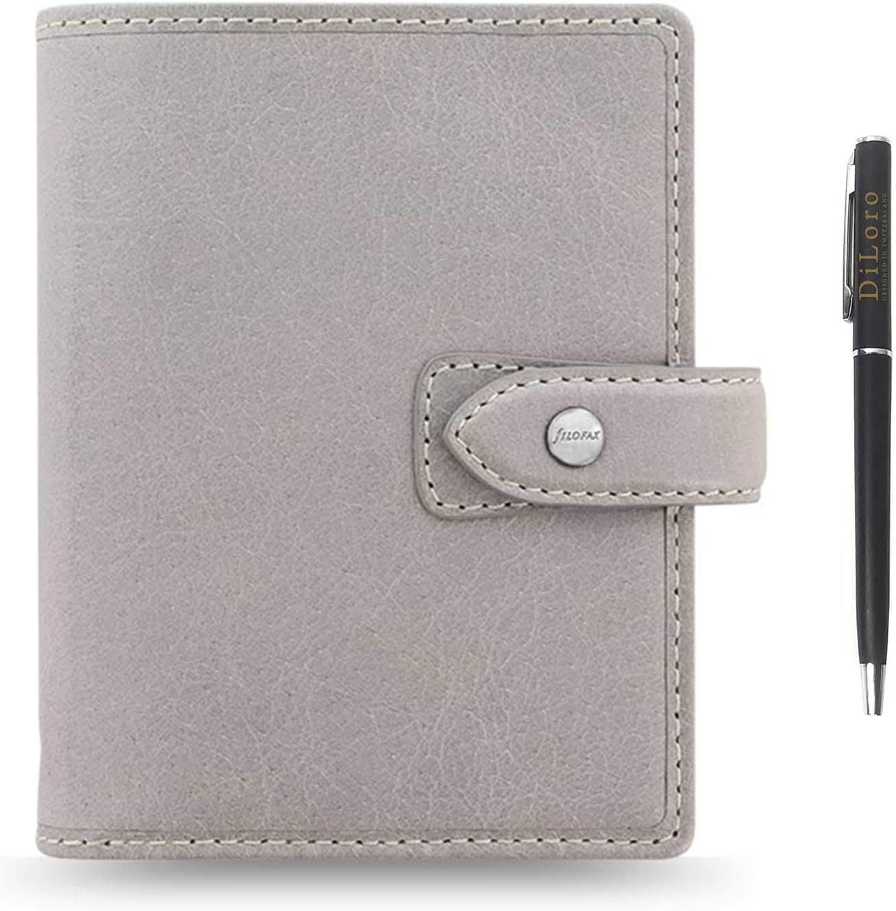 Filofax Malden Pocket Stone Leather Organizer Agenda Calendar DiLoro Pen