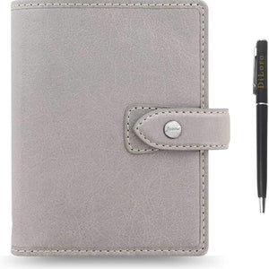 Filofax Malden Pocket Stone Leather Organizer Agenda Calendar DiLoro Pen