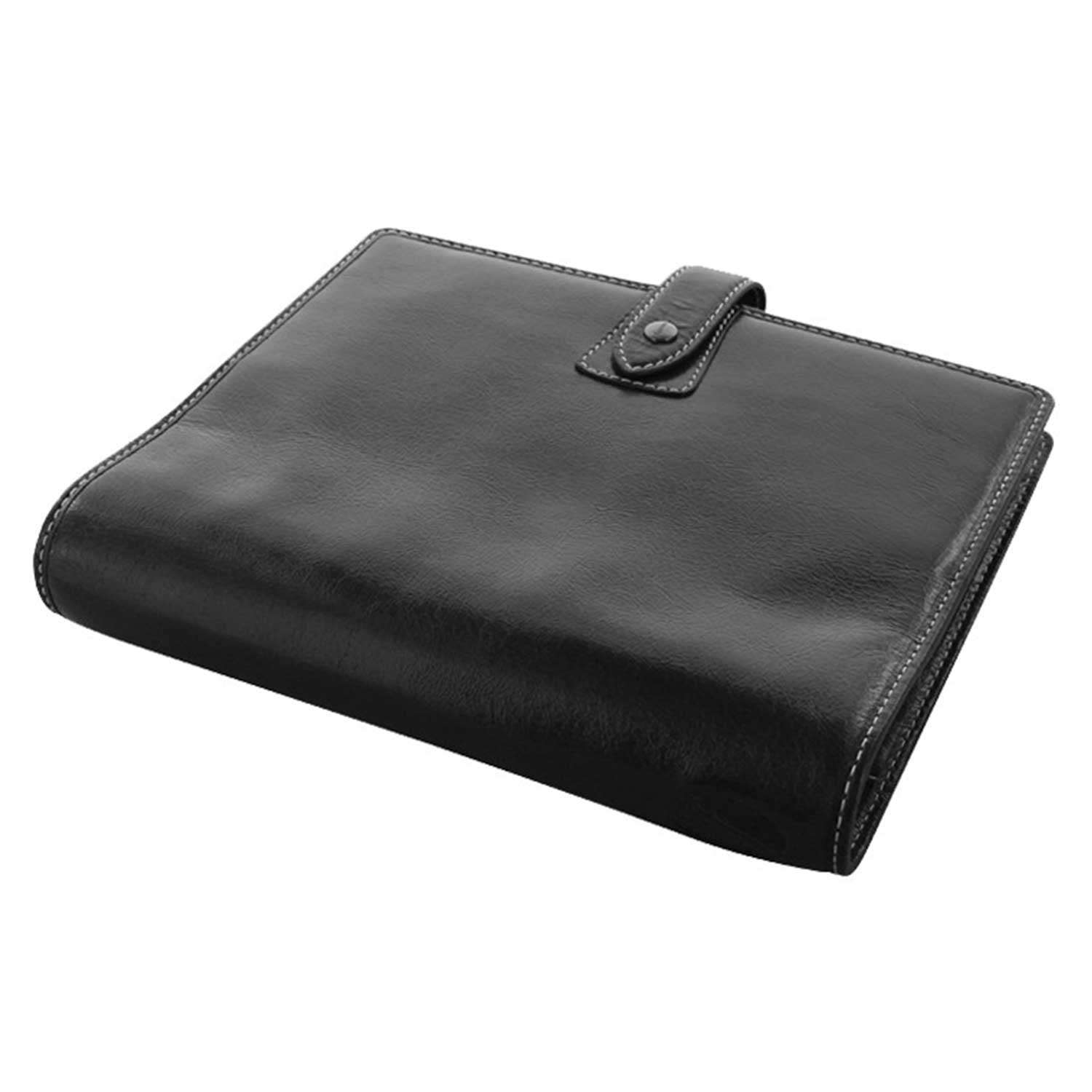  Filofax Malden A5 Black Leather Organizer Agenda Calendar with DiLoro Ballpoint Pen  - Side View