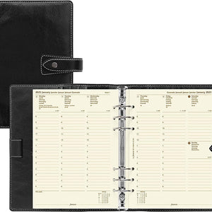 Filofax Malden A5 Black Leather Organizer Agenda Calendar - Open inside View