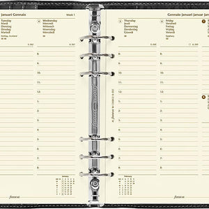 Filofax Malden A5 Black Leather Organizer Agenda Calendar - Open inside View with Calendar