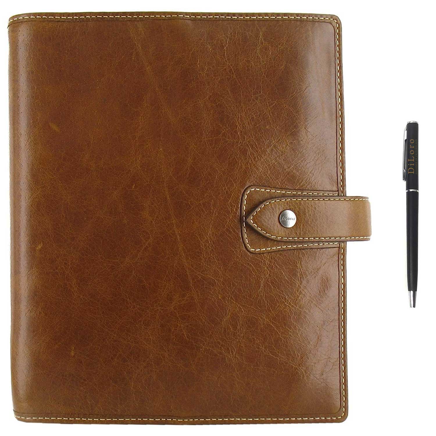 Filofax Malden A5 Ochre Leather Organizer Agenda Calendar with DiLoro Pen