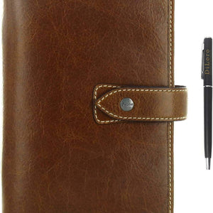 Filofax Malden Personal Ochre Leather Organizer Agenda Calendar with Pen