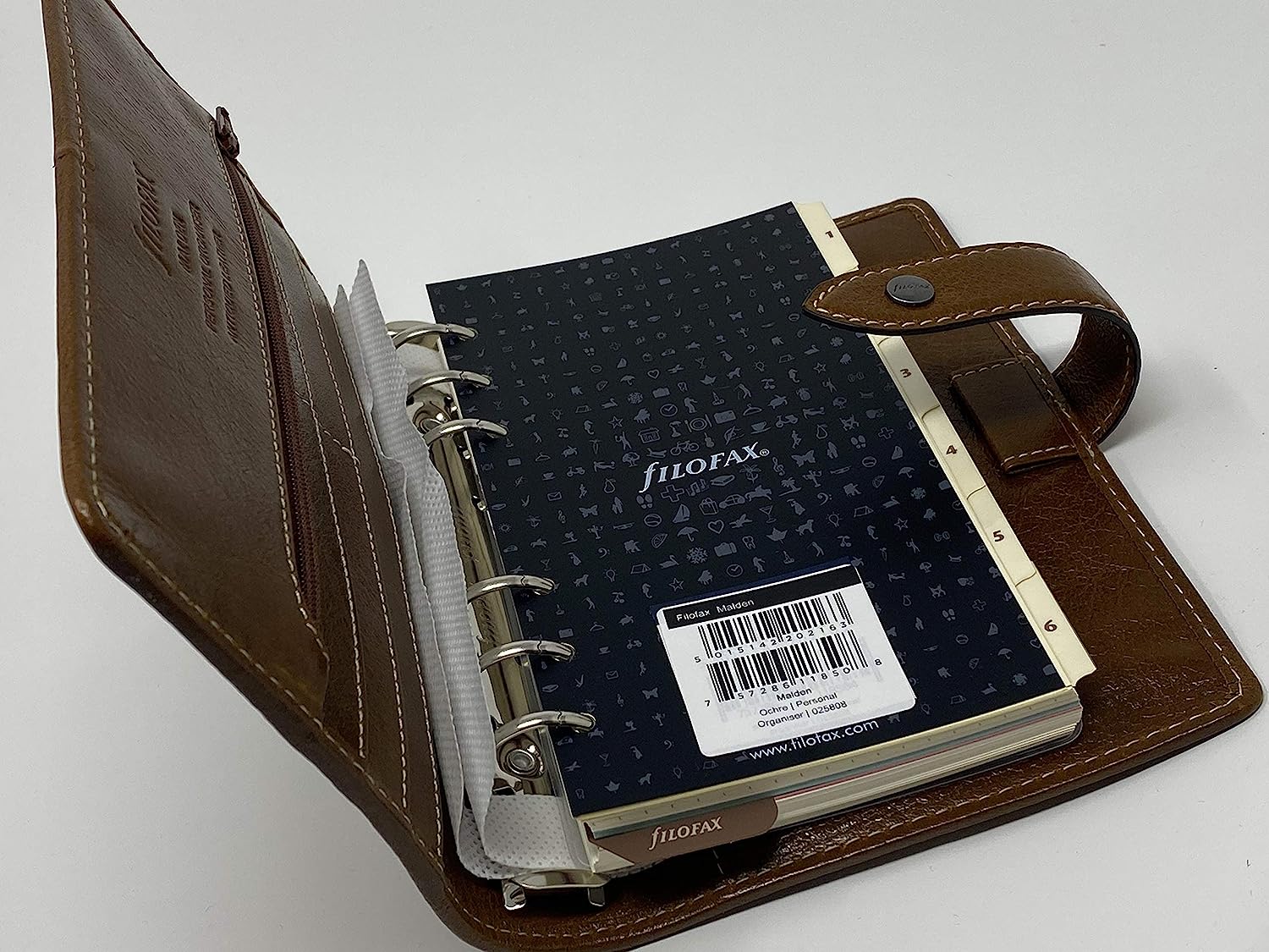 Filofax Malden Personal Ochre Leather Organizer Agenda Calendar Open View