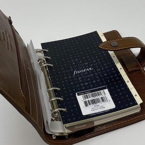 Filofax Malden Personal Ochre Leather Organizer Agenda Calendar Open View