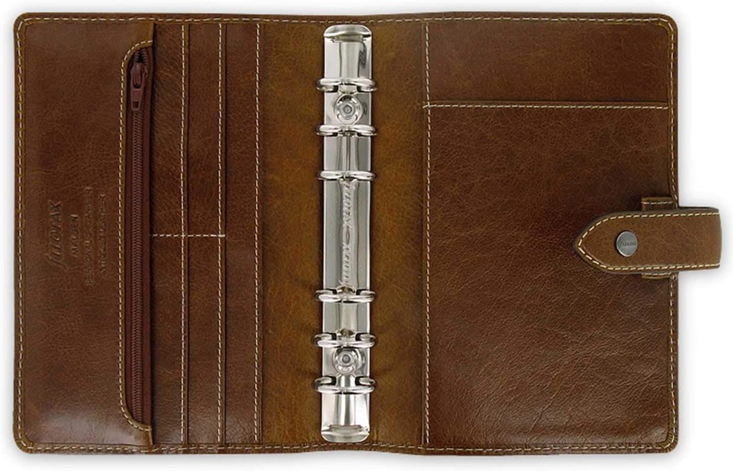 Filofax Malden Personal Ochre Leather Organizer Agenda Calendar Open