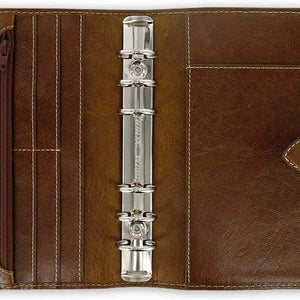 Filofax Malden Personal Ochre Leather Organizer Agenda Calendar Open