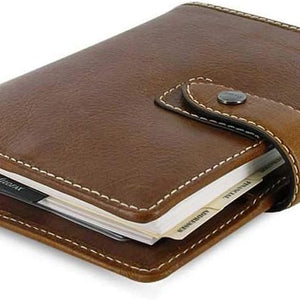 Filofax Malden Pocket Ochre Leather Organizer Agenda Calendar Side View