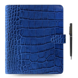 Filofax Classic Croc Print A5 Indigo Leather Organizer Agenda  Diary with Free DiLoro Ballpoint Pen