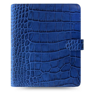 Filofax Classic Croc Print A5 Indigo Leather Organizer Agenda Diary 