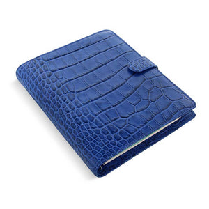 Filofax Classic Croc Print A5 Indigo Leather Organizer Agenda Diary Side View