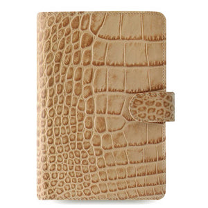Filofax Classic Croc Print Personal Fawn Leather Organizer Agenda 