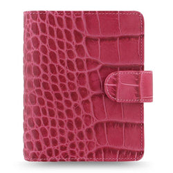 Filofax Classic Croc Print Pocket Size Fuchsia Leather Organizer Agenda Diary
