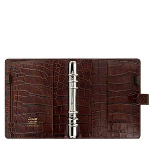 Filofax Classic Croc Print A5 Chestnut Leather Organizer Agenda Inside View