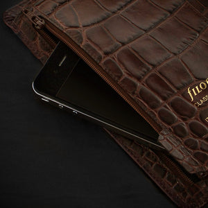 Filofax Classic Croc Print A5 Chestnut Leather Organizer Agenda Zip Pocket