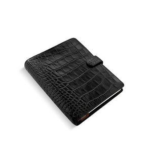 Filofax Classic Croc A5 Ebony Black Leather Organizer Agenda 2024 Diary Side View