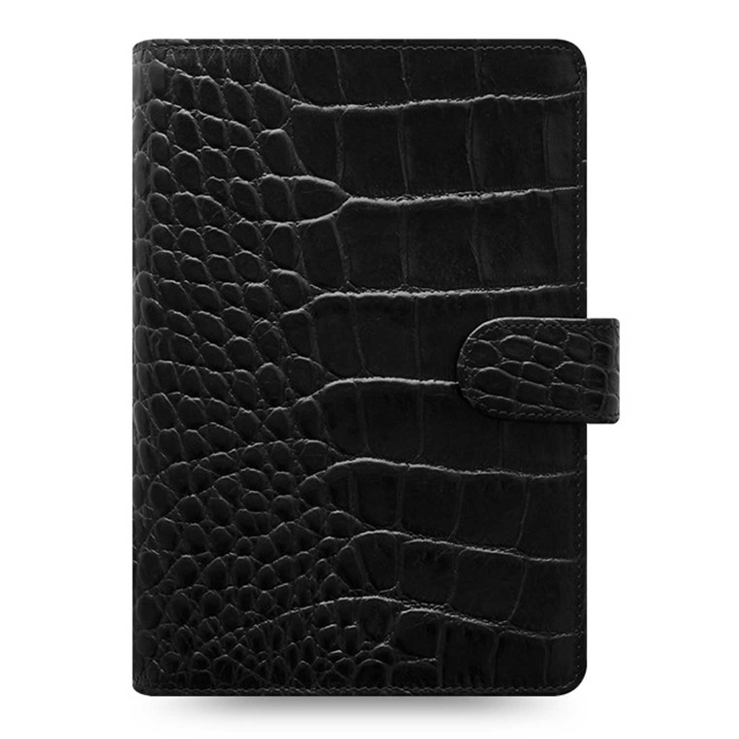 Filofax Classic Croc Print Personal Ebony Leather Organizer Agenda