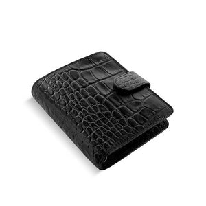 Filofax Classic Croc Print Pocket Ebony Leather Organizer Agenda 2021 Side