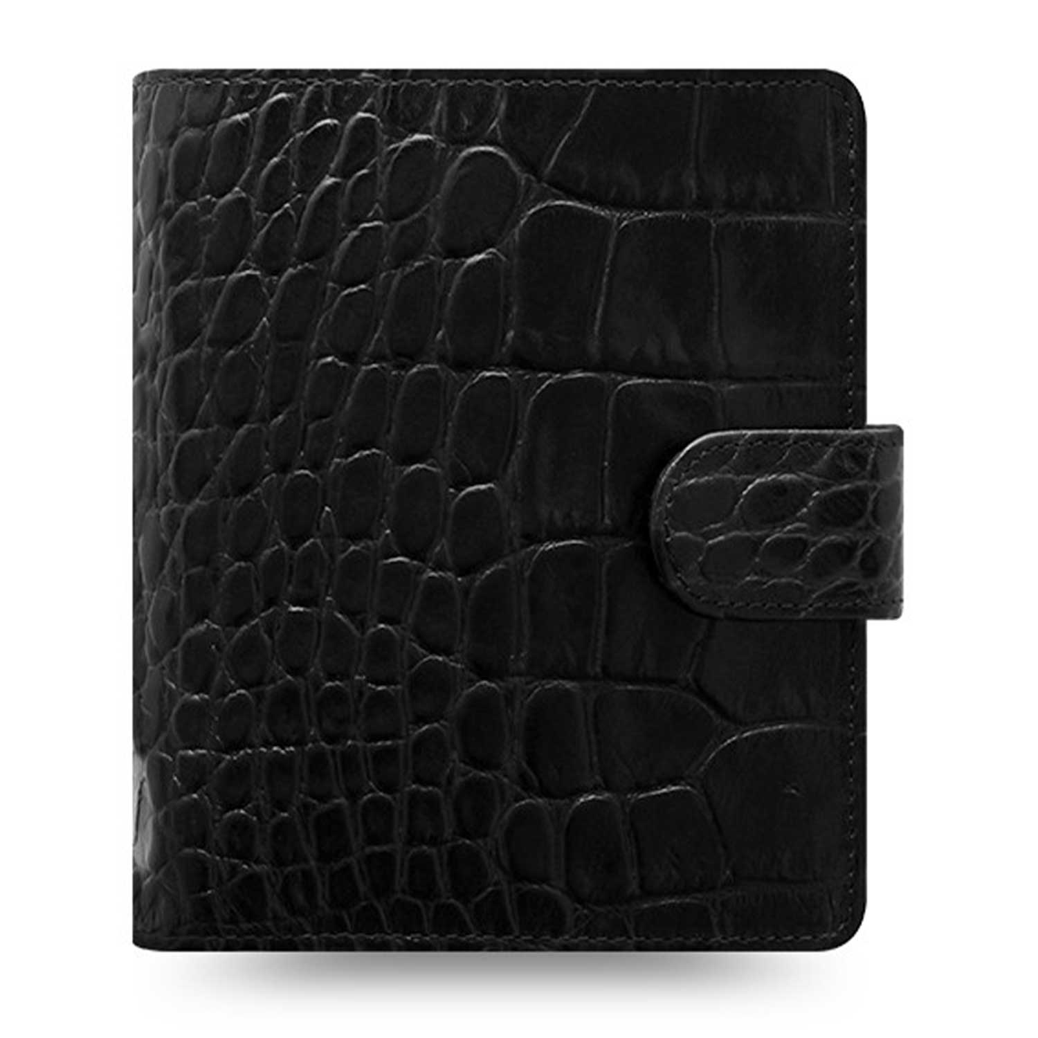 Filofax Classic Croc Print Pocket Ebony Leather Organizer Agenda 2021 with Free DiLoro Ballpoint Pen