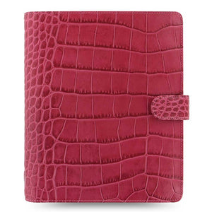 Filofax Classic Croc Print A5 Fuchsia Leather Organizer Agenda 2024 Diary