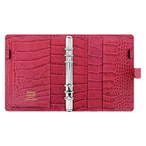Filofax Classic Croc Print A5 Fuchsia Leather Organizer Agenda 2024 Diary Inside View